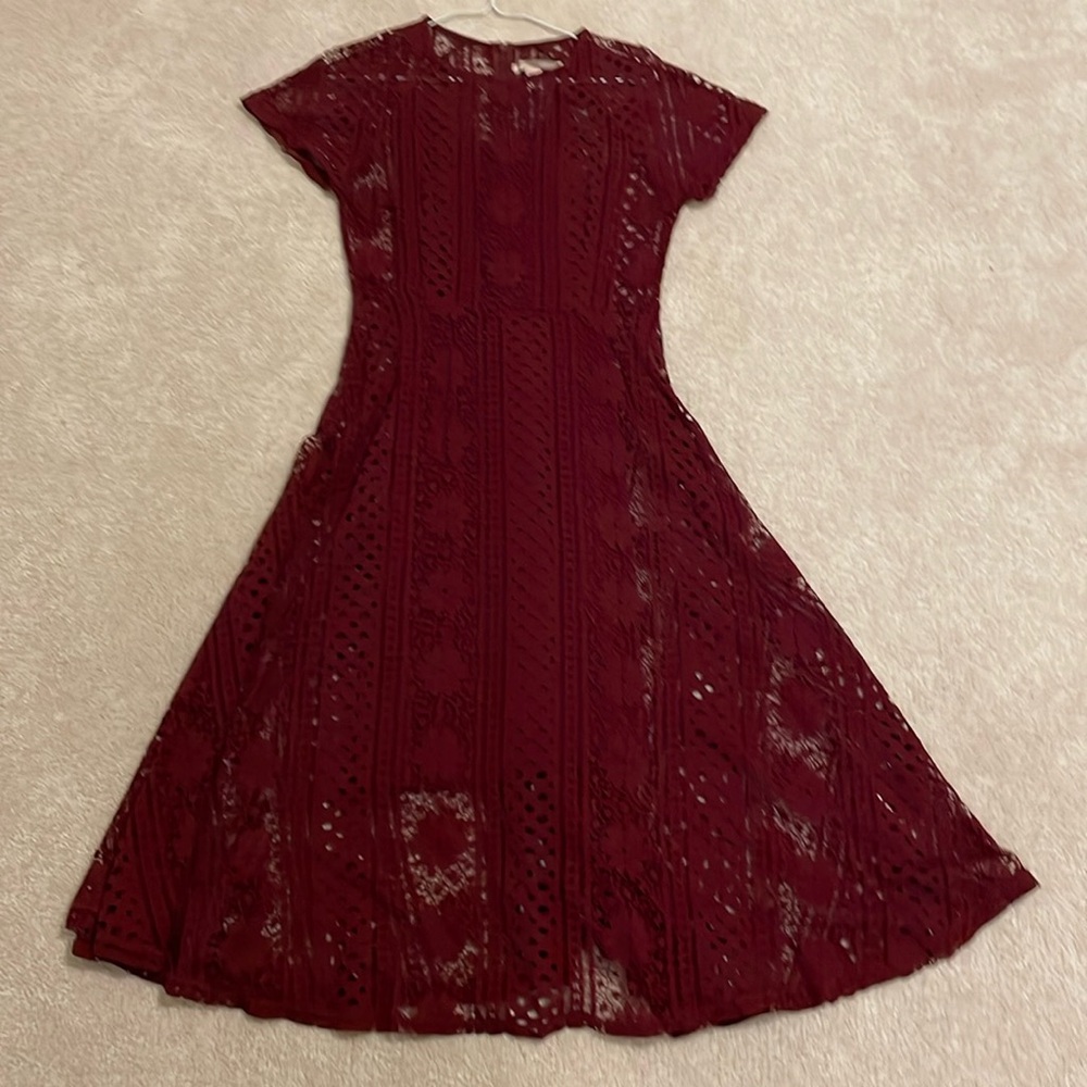 Burgundy lace dress